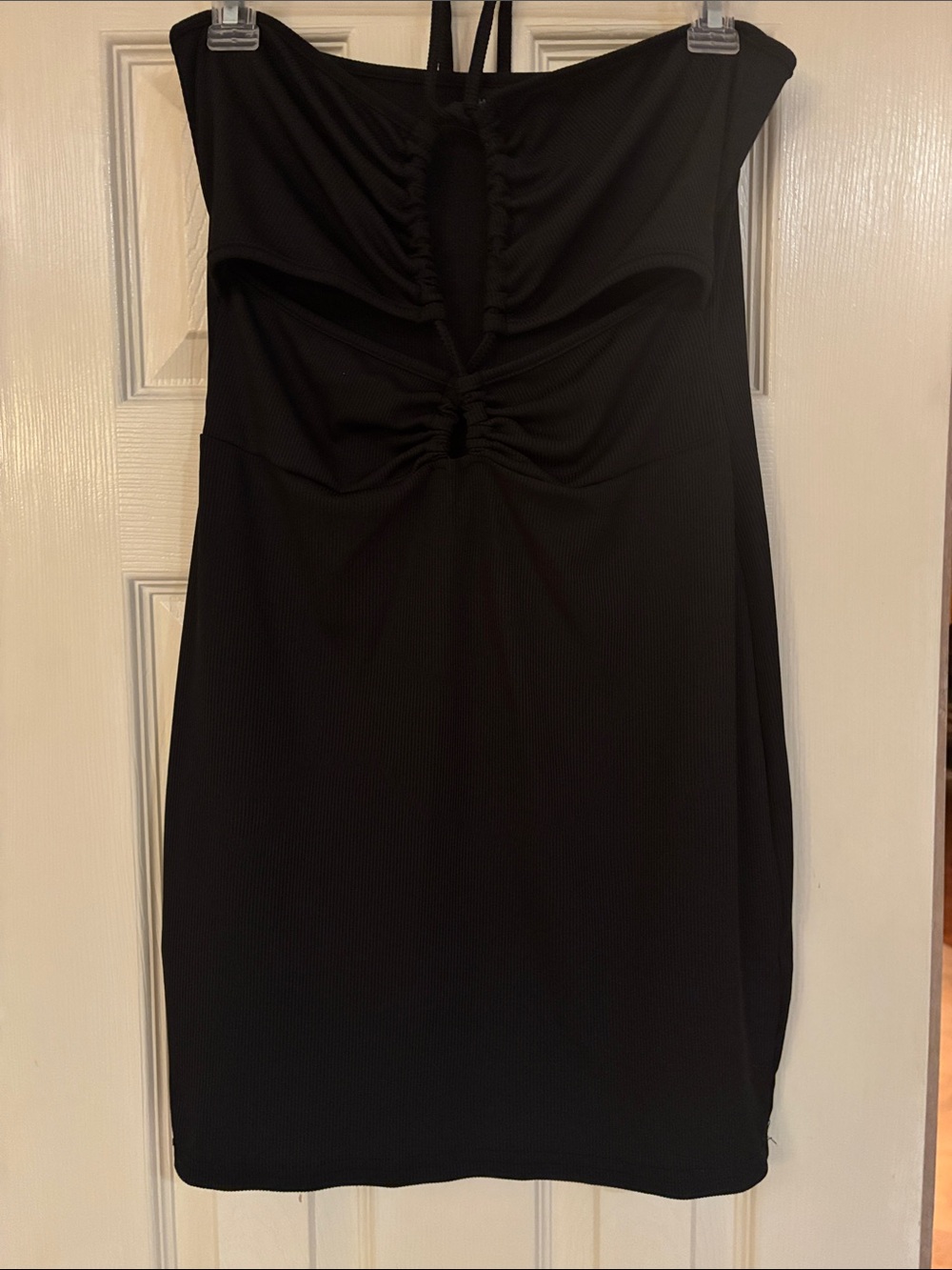 Strapless Black Ruched Front Dress